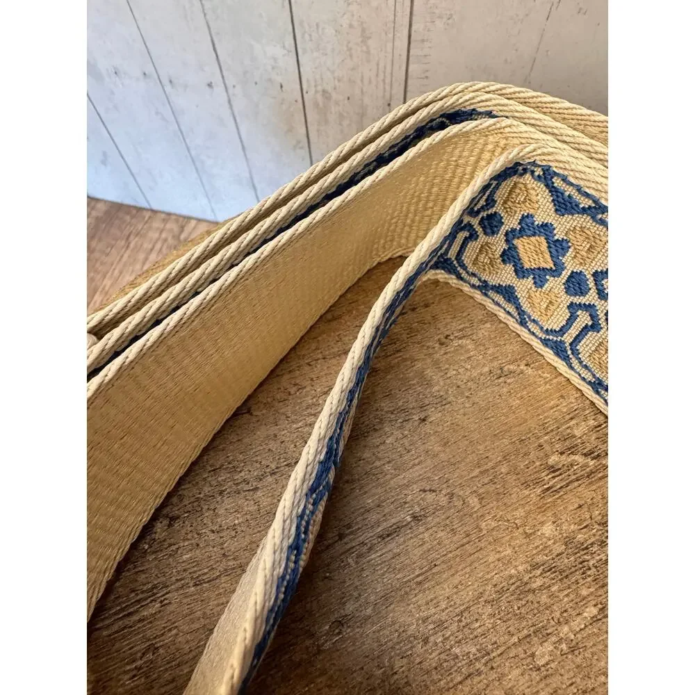 Beige Blue Purse Strap Wide Bag Strap Boho Crossbody Purse Strap